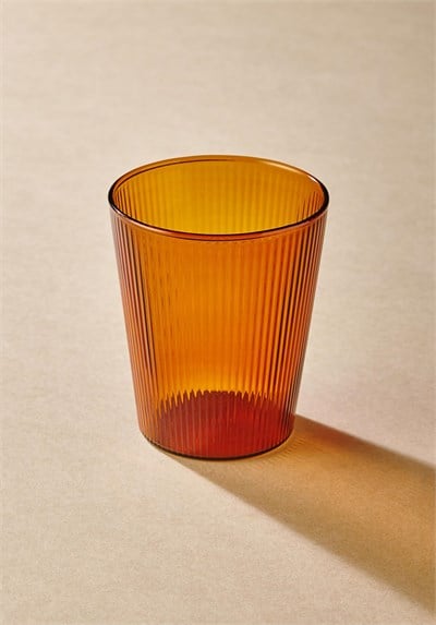 The Mia Striped Borosilikat Cam Bardak Amber 400 ml