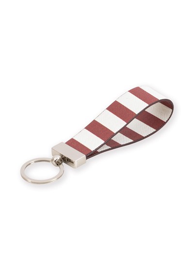 The Mia Anahtarlık Stripe Bordo Beyaz 12 cm