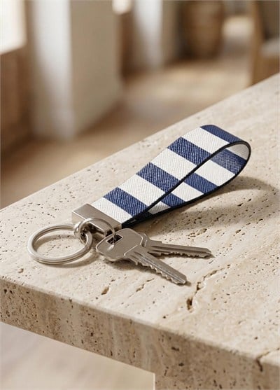 The Mia Anahtarlık Stripe Mavi Beyaz 12 cm