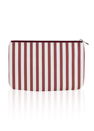 The Mia Clutch Stripe Bordo Beyaz 27 x 19 Cm