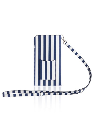 The Mia Telefon Çantası Stripe Mavi Beyaz 21 cm