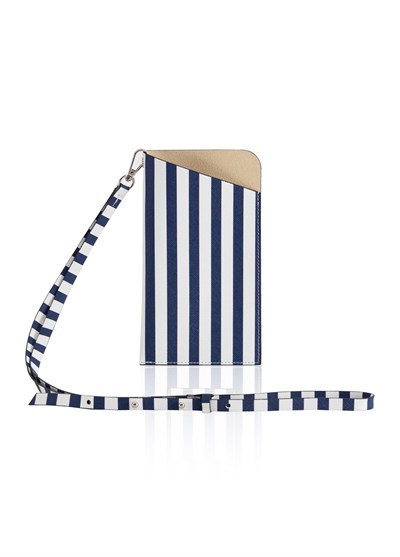 The Mia Telefon Çantası Stripe Mavi Beyaz 21 cm