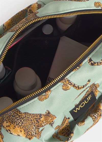 WOUF Emerald Leopard Large Toiletry Bag