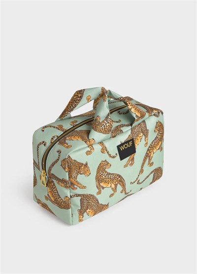 WOUF Emerald Leopard Large Toiletry Bag