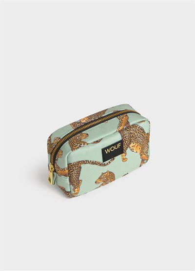 WOUF Emerald Leopard Makeup Bag