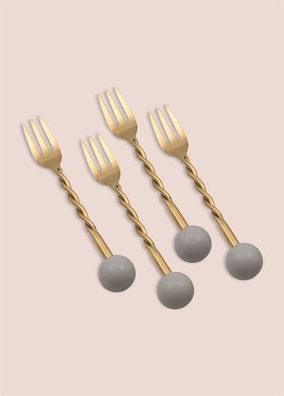 The Mia Globe Kek Çatalı Gri 4 Parça