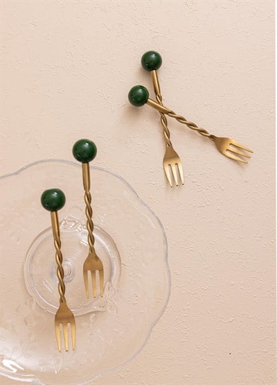 The Mia Globe Kek Çatalı Yeşil 4 Parça