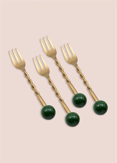 The Mia Globe Kek Çatalı Yeşil 4 Parça