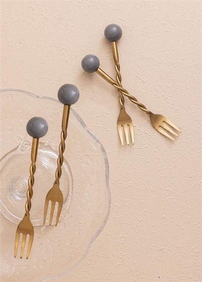 The Mia Globe Kek Çatalı Gri 4 Parça