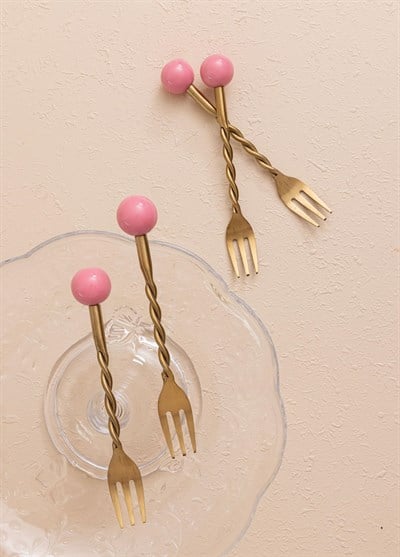 The Mia Globe Kek Çatalı Pembe 4 Parça