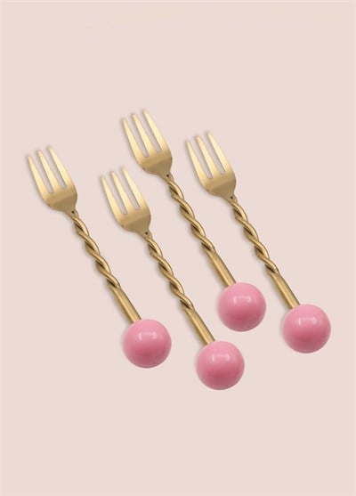 The Mia Globe Kokteyl Çatalı Pembe 4 Parça