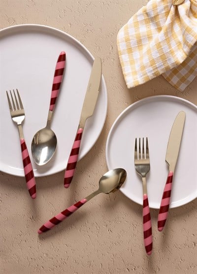 The Mia Joy Çatal Kaşık Bıçak Takımı Pembe Gold 36 Parça