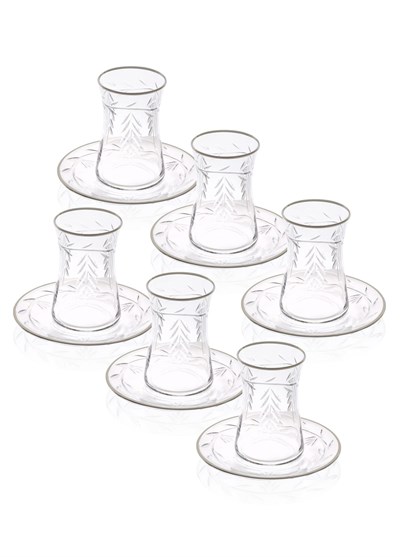 The Mia Leaf Çay Seti Gümüş 12 Parça