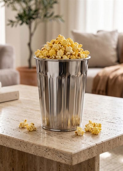 The Mia Cips ve Popcorn Kasesi Krom 16 Cm
