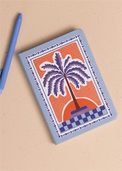 The Mia Mavi Palmiye Desenli Defter 12 x 17 cm