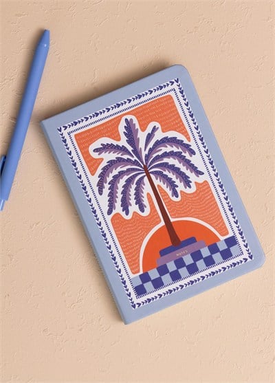 The Mia Mavi Palmiye Desenli Defter 12 x 17 cm