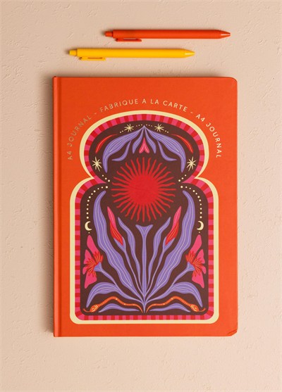 The Mia Retro Güneş Motifli Defter Turuncu 21 x 30 cm