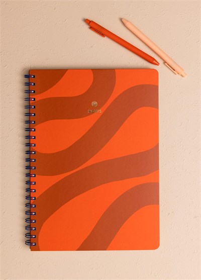 The Mia Spiralli Abstract Desenli Defter Turuncu 21x30 cm