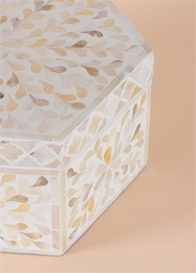 The Mia Sedef Altıgen Kutu 24x21x12 cm TLC0076