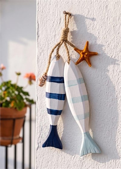 The Mia Halat Askılı Deniz Yıldızı ve Kabuklu Obje 20 cm