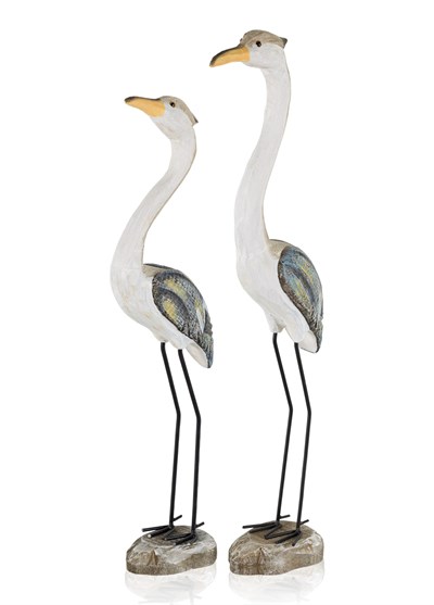 The Mia Marin 2li Dekoratif Balıkçıl Kuş Biblo Seti 61 cm