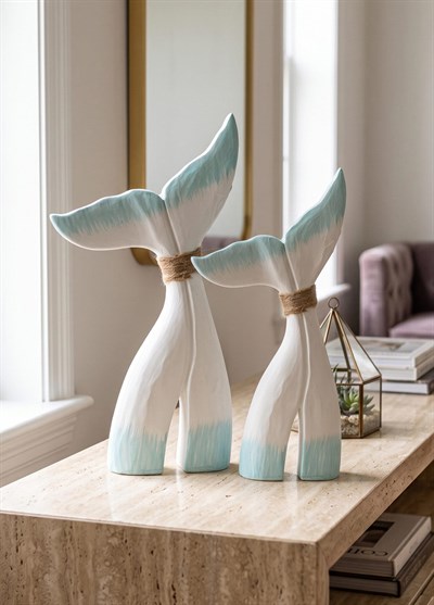 The Mia Marin Ahşap Balina Kuyruğu S Dekoratif Obje 18 cm
