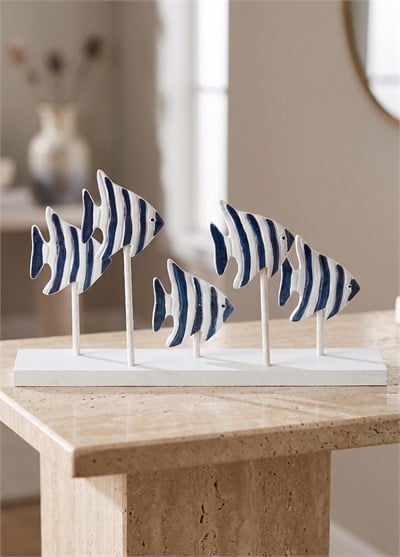 The Mia Marin Mavi Beyaz Çizgili 5li Balık Biblosu 15 cm