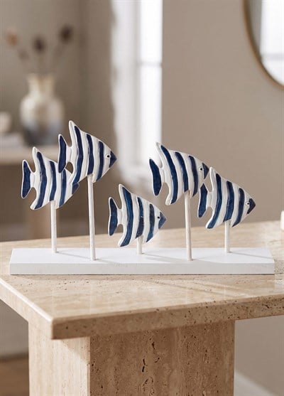 The Mia Marin Mavi Beyaz Çizgili 5li Balık Biblosu 15 cm