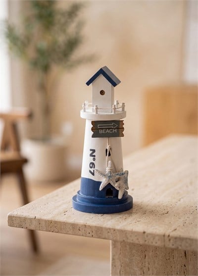 The Mia Marin Mavi Beyaz Deniz Feneri  No 67 Obje 22 cm