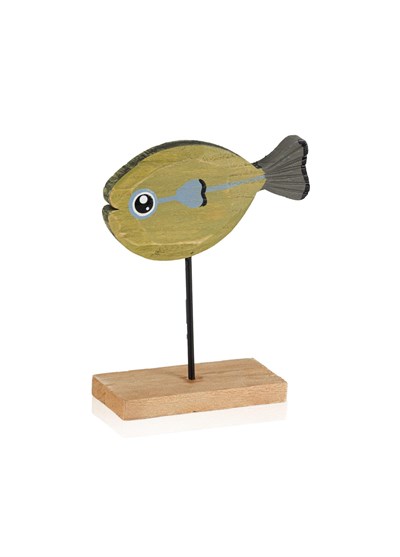 The Mia Retro Ahşap Balık Figürlü Masaüstü Obje 16 cm