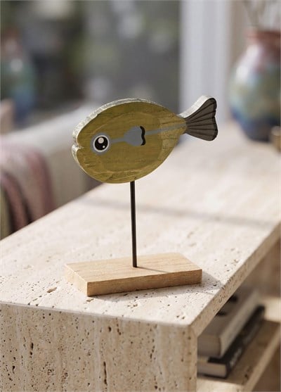 The Mia Retro Ahşap Balık Figürlü Masaüstü Obje 16 cm