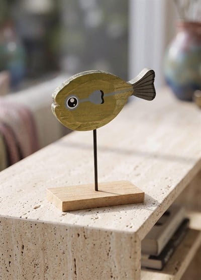 The Mia Retro Ahşap Balık Figürlü Masaüstü Obje 16 cm