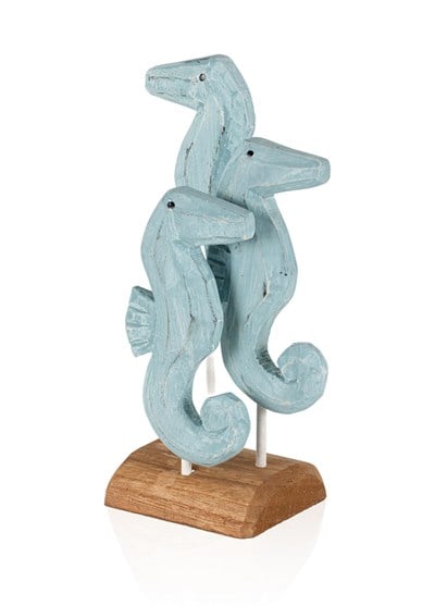 The Mia Retro Ahşap Standlı 3lü Denizatı Biblosu 30 cm
