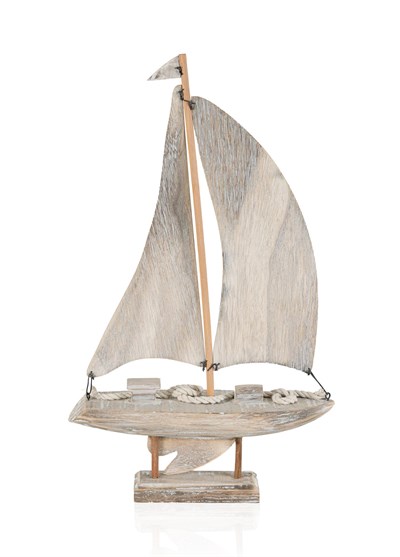 The Mia Retro Marin Ahşap Yelkenli Tekne Biblo 43 cm