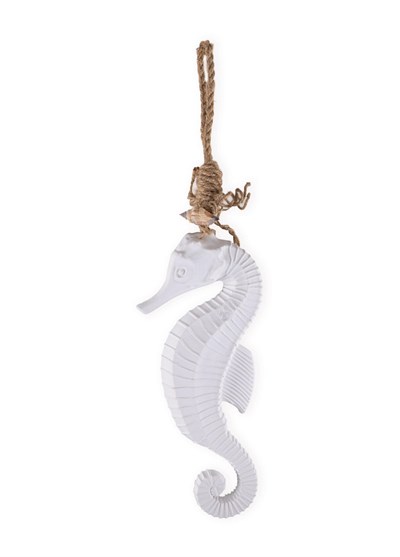 The Mia Retro Marin Beyaz Halat Askılı Denizatı Obje 30 cm