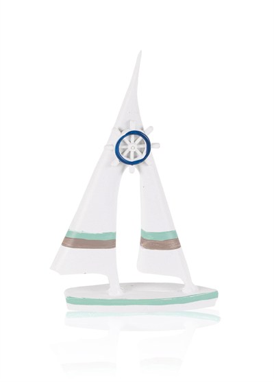 The Mia Retro Marin Çift Yelkenli Mavi Dümenli Biblo 19 cm