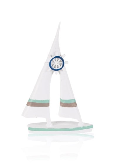 The Mia Retro Marin Çift Yelkenli Mavi Dümenli Biblo 19 cm