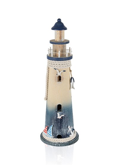 The Mia Retro Marin Deniz Feneri Halat ve Çapa Obje 52 cm