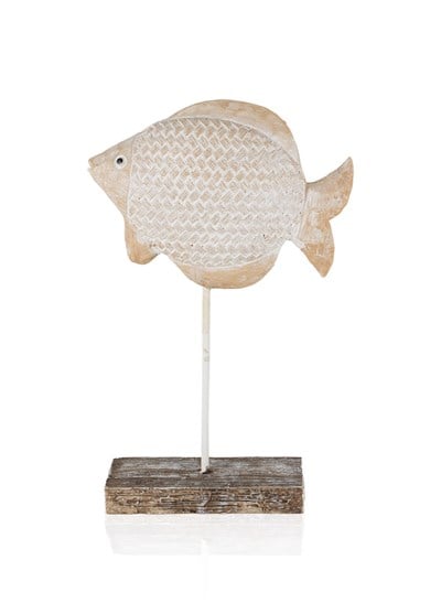 The Mia Retro Marin Hasır Desenli Balık Obje 35 cm