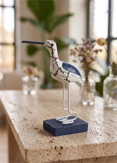 The Mia Retro Marin Stil Ahşap Kuş Biblosu 14 cm