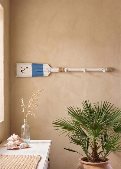 The Mia Retro Marin Stil Ahşap Duvar Askısı Kürek 80 cm