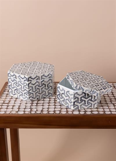 The Mia Sedef Altıgen Kutu 28x24x14 cm TLC0091