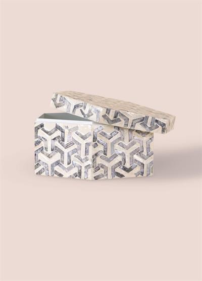 The Mia Sedef Altıgen Kutu 24x21x12 cm TLC0092