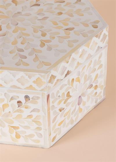 The Mia Sedef Altıgen Kutu 28x24x14 cm TLC0075