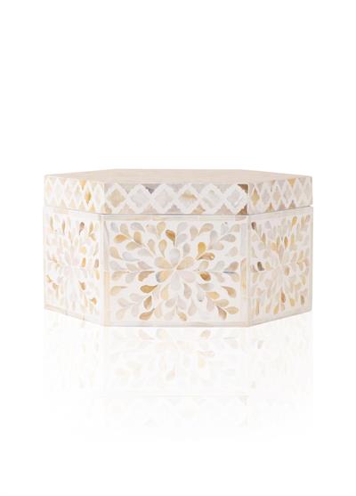 The Mia Sedef Altıgen Kutu 28x24x14 cm TLC0075