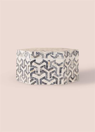 The Mia Sedef Altıgen Kutu 28x24x14 cm TLC0091