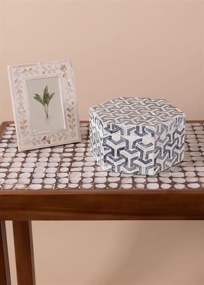 The Mia Sedef Altıgen Kutu 24x21x12 cm TLC0092