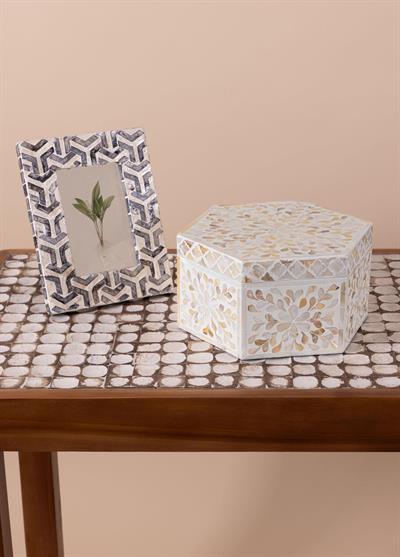 The Mia Sedef Altıgen Kutu 24x21x12 cm TLC0076