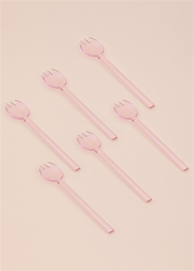 The Mia Abiete Dondurma ve Tatlı Kaşığı Pembe 6lı Set