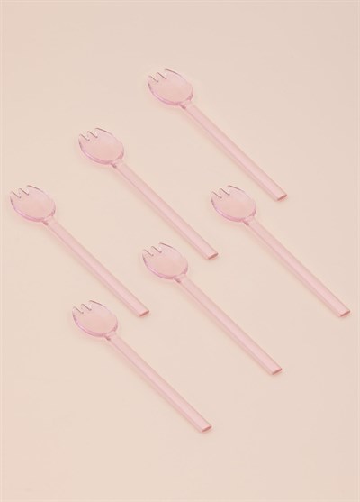 The Mia Abiete Dondurma ve Tatlı Kaşığı Pembe 6lı Set